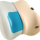 Skechers Lumbar Pillow Premium Gel & Memory Foam, Lumbar Support Pillow for Office,Chair Lower Back Pain Relief Lumbar Pillow,Ergonomic Back Support Pillow for Office Chair,Car,Home,Travel,Beige