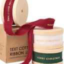 Vitalizart Merry Christmas Ribbon 5/8 Inch Natural Cotton Handmade Frayed Fringe Ribbons 15 Yd for Gift Wrapping Crafts Flower Wreath Garland Holiday Decorations Green Red White