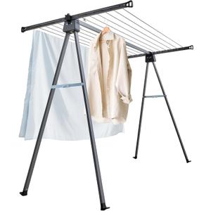 JS HANGER A Shape Clothes Drying Rack Folding Outdoor Clothesline, Heavy Duty Stainless Steel Laundry Drying Rack, Foldable Portable Clothing Dryer 46 Feet