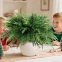 Norfolk Pine Stems, 16 Pcs Real Touch Pine Branches with Lights Christmas Decorations Artificial Greenery Stems for Christmas Table Decor Mantel DIY Garland Home Decorations