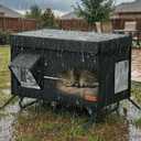 X-Large Collapsible Cat House, Metal Frame Cat Condo, Insulated Waterproof Outdoor Stray Cat Shelter with Escape Door, Sturdy Warm Shelter for Homeless Cats (Black)