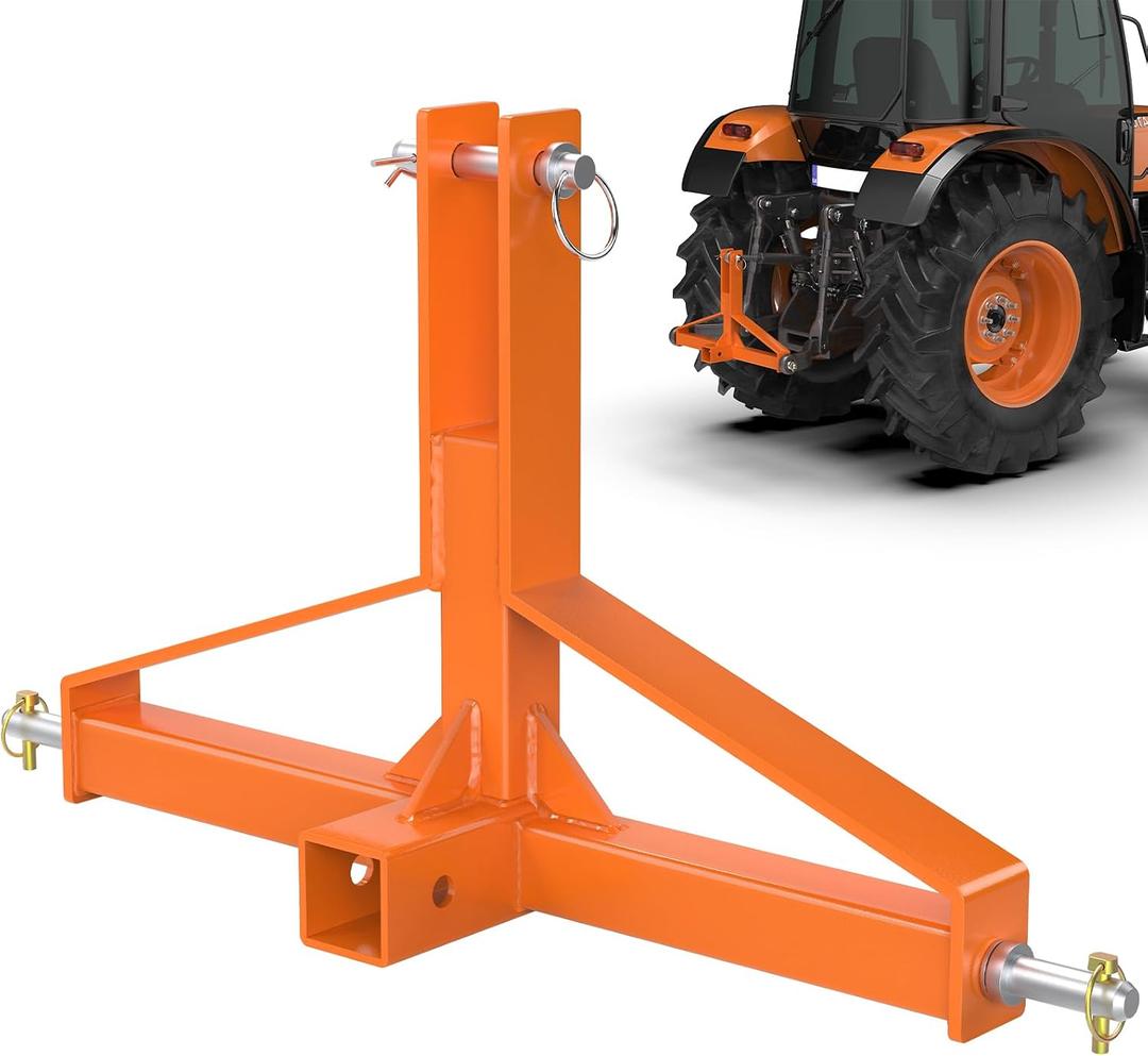 Orange 3 Point Hitch Receiver Quick Hitch Compatible, 3 Point Trailer Hitch 2" Receiver for Category 1 Tractor, 3 Pt Trailer Towing Hitch Tractor Drawbar for Kubota, John Deere, BX, Kioti, Yanmar etc