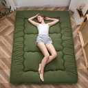MAXYOYO Japanese Futon Mattress Twin Size Floor Mattress, Thicken Tatami Mat Sleeping Pad Roll Up Mattress Floor Folding Couch Mattress Pad for Guest Room, Green, Twin