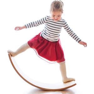 Gentle Monster Wooden Wobble Balance Board, 35 Inch Rocker Board Natural Wood, Kids Toddler Open Ended Learning Toy, Yoga Curvy Board for Office & Classroom Adult