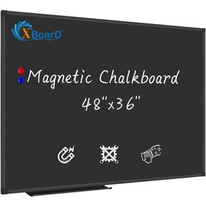 XBoard Magnetic Chalkboard Blackboard 48 x 36, Chalk Board/Black Board with 2 Magnets, Black Aluminum Frame