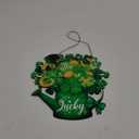 Seeloowy St.Patrick's Day Door Decor Lucky Sign 11.81 x 11.81 Inch Shamrock Style Welcome Wooden Sign St Patricks Day Wreath for Front Door Lucky Decorations for Irish Home Outdoor Indoor