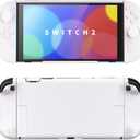 PlayVital Hard Case for Nintendo Switch 2 with Extra Stand & Thumb Grip Caps | Split Design, Dockable Protective Full-Body Shell Cover for Nintendo Switch 2 | Solid Color Series, White