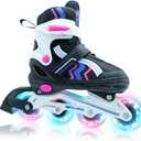 Kids Inline Skates for Boys and Girls Ages 6-12, Adjustable Beginner Skates with Light Up Wheels for Kids Youths Teen