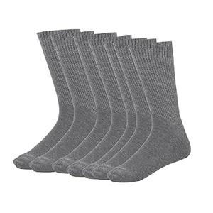MANARC Men Cotton Crew Socks Soft Comfortable Thin And Breathable on Top Durable Double Layer Cushioned Reinforced Sole. 4 Pack Dark Grey.