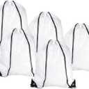 PATIKIL 42x34cm Nylon Drawstring Bag, 10 Pack Storage Bulk Cinch Backpack Sack for Gym Sports Outdoor Traveling, White