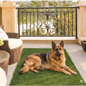Ottomanson Artificial Turf Mat Natural 31" x 4', Realistic Grass for Balcony, Entryway & Pet Area, Indoor Outdoor Turf with Drainage Holes, UV Resistant