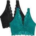 Smart & Sexy Women's Lace Deep V Wireless Bralette – Comfortable & Stylish, Multi-Packs S