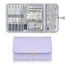 MATEIN Jewelry Organizer for Travel, Womens PU Leather Large Jewerly Holder with Tassel, Travel Necklace Earring Ring Bracelet Storage Case, Purple