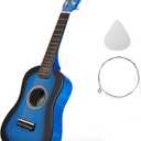 23 Inch Kids Acoustic Guitar, Beginner Folk Guitar, 6-String Wooden Toy for Children, Blue, Ideal for Learning and Entertainment (59.00X19.00X5.90CM)