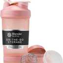 BlenderBottle Shaker Bottle with Pill Organizer and Storage for Protein Powder, Classic V2 ProStak System, 22-Ounce, Rose Pink