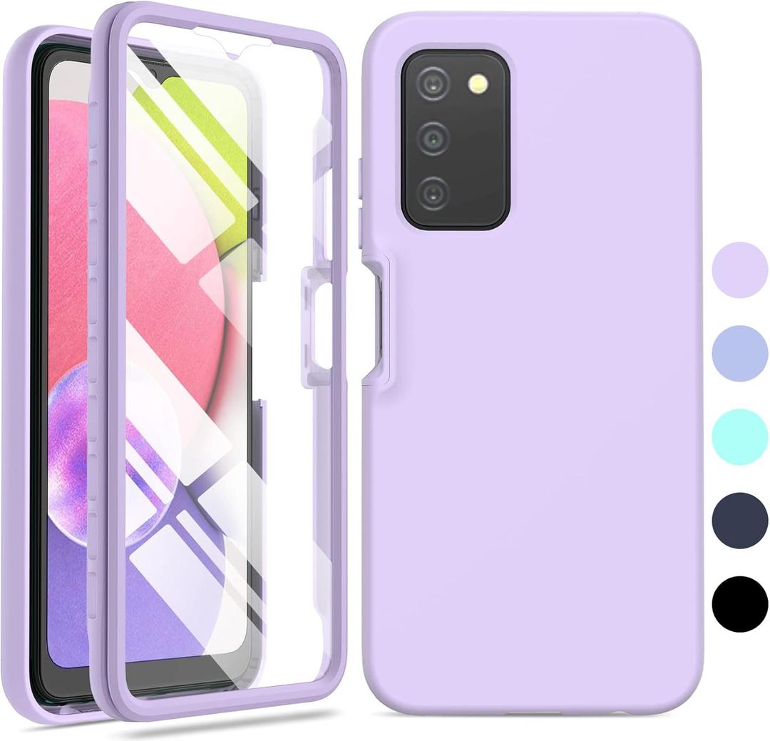 for Samsung Galaxy A03s Phone Case: Shockproof Silicone Slim Covers Hybrid Pretty Protective Cell Cases - Durable TPU Dual Layer Drop-Proof Girl&Boy Cute Cover (Lavender Purple)