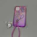 NGB Designed for iPhone 11 Phone Case, Pink/Purple | Glitter Liquid Sparkle Cute Cover for Women Girls Kids | with Tempered Glass Screen Protector & Ring Holder & Wrist Strap