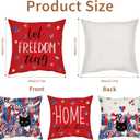 CRASHOT 4th of July Pillow Covers 18x18 Inch, 4 Pcs Patriotic Black Cat Decorative Pillowcases with American Flag Stars and Hearts, Independence Day Cushion Covers for Sofa