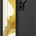 for Samsung Galaxy S22 Plus Case with [2 Pack] HD Screen Protector, [Military-Grade] Shockproof Dust/Drop Proof 3-Layer Full Body Protection Heavy Duty Case for Galaxy S22+ Plus, Black