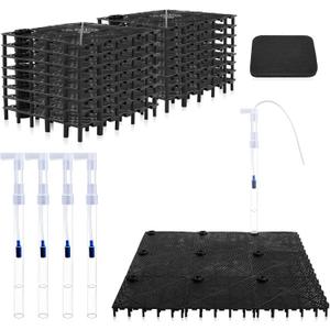 Sieral Undergravel Aquarium Filter for 40-55 Gallon Tanks, 16 Pcs 5.7'' x 5.7'' Plates, Under Gravel System for Clean Water, with 4 Uplift Tube and 1 Filter Cotton, for Fish Tank Fresh and Saltwater (Black)