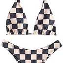 ZAFUL Womens Printed Triangle Bikinis 2 Piece Halter Bikini Sets High Cut Bathing Suit Side Tie Swimsuits Small