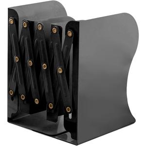 Adjustable Metal Bookends Heavy Duty for Shelves, 2 Dividers, Anti-Slip Design Expandable Book Ends for Desk, Office(Black, 19 inches Max)