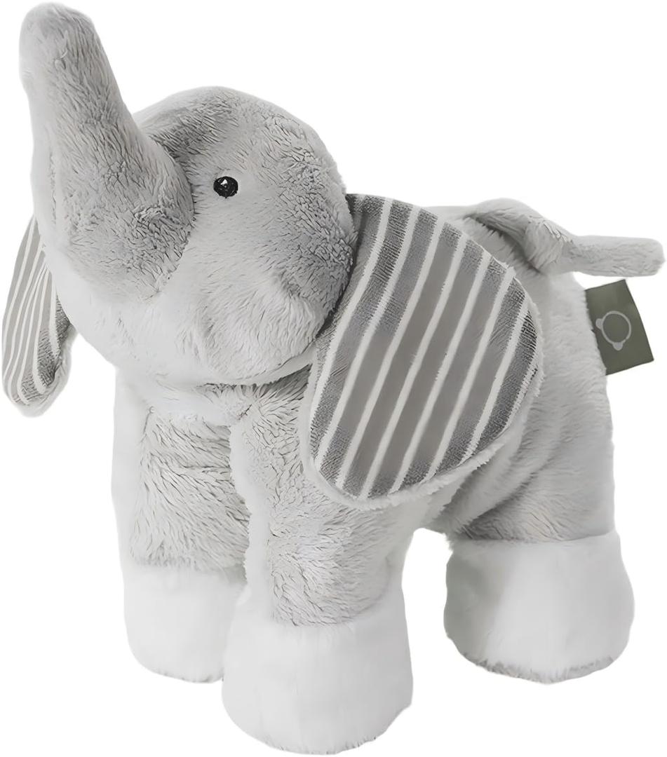 6" Stuffed Elephant Plush Animal for Baby, Soft Light Gray Toy with Striped Ears, Safari Nursery Decor, Gender Neutral for Newborns, Infants & Toddlers