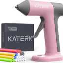 Katerk Cordless Hot Glue Gun, 30s Fast Heating & 20PCS Premium Mini Glue Sticks, 2500mAh Type-C Rechargeable, Compact & Portable, Auto Shut-Off, Perfect for DIY, School Crafts & Repairs (Pink)