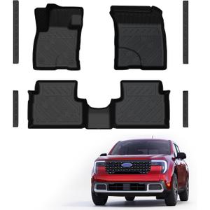 Mabett Floor Mats with Door Sill Protectors for Ford Maverick Gasoline Accessories 2026 2025 2024 2023 2022, All-Weather TPE Liner Mat Custom Fit Maverick Gasoline Model(NOT fit Hybrid)