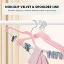 24-Pack Blush Pink Velvet Hangers with Clips Adjustable,Adult Hangers,Heavy-Duty,Felt,Non-Slip,Space Saving,Slim Outfit Hanger for Pants, Skirts, Suits,Coats, Dresses ect.