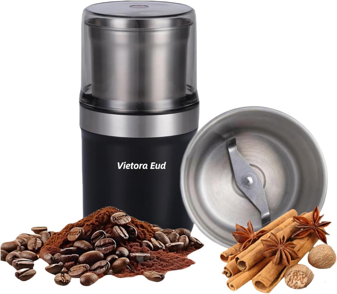 Electric Coffee Grinder 3.5 oz Capacity, Adjustable Herb & Spice Grinder, Espresso Grinder with Removable Stainless Steel Bowl, Black