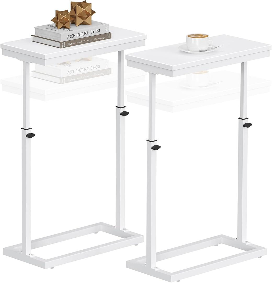 TUTOTAK End Table, Side Table, Tall Couch Table, Sofa Table, Living Room, Bedroom, White TB01BW0832