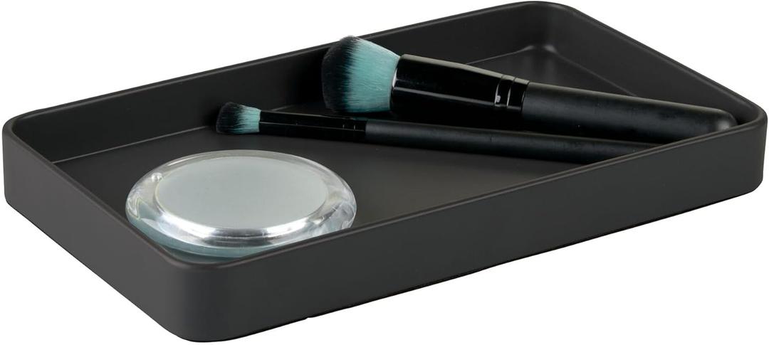 iDesign Steel Vanity Tray for Bathroom Organization and Storage - Matte Black