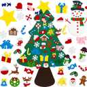 3.2Ft DIY Felt Christmas Tree Set for Kids Toddlers, 38 Hanging Ornaments Felt Christmas Tree Wall Craft Kits for Xmas Party Office Decoration, New Year Door Wall Decorations-2