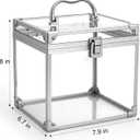 Okllen Crown Boxes for Pageants, Transparent Acrylic Portable Cosmetic Case, Crown Case for Vanity, Bathroom Counter, Dresser, Silver