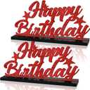 Glitter Red Letter Happy Birthday Sign Centerpieces for Table Birthday Party Supplies Birthday Favor Decoration for 30th 40th 50th 60th 70th 80th 90th 100th Birthday Table Decoration