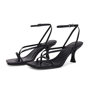 PiePieBuy Women's Lace Up Heeled Sandals Square Flip Flop High Heels Strappy Party Shoes, Size 8,5