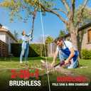 2-IN-1 Cordless 8-Inch Pole Saw & Chainsaw for Mil-waukee M-18 Battery - 1200W Brushless Motor, Total Reach of Max 15.9 FT, Lightweight, 8"&6"Electric Pole Saws for Tree Trimming Pruning (Tool Only)