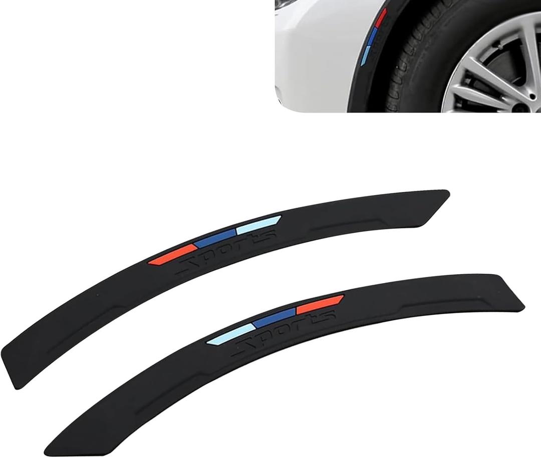Ferianl 2PCS Car Wheel Tire Eyebrow Strips, Silicone Automotive Fender Flare Arch Lip Trim Strip, Curved Anti-Collision Wheel Arch Protectors for Most Vehicle (Black)