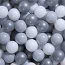 GOGOSO Ball Pit Balls for Toddler, Baby Plastic Playballs Kids Soft Pastel Pelotas Non-Toxic BPA-Free Gray+Pearl Gary+ White, 100 Balls