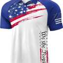 Mainfini Men's Short Sleeve Golf Shirts UPF 50+ Raglan Patriotic American Graphic Polo Shirt (XL)