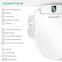 Round Bidet Toilet Seat, Smart Heated Toilet Seat with Warm Water and Dryer, Soft Close Bidet Seat with Adjustable Temperature, Stainless Steel Nozzle