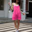 Womens Romper Shorts for Summer Casual Loose Sleeveless Spaghetti Strap Overalls Jumpsuit with Pockets 2026 Outfits (Pink, L)