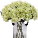 Kimura's Cabin 6pcs Green Silk Hydrangea Flowers Bouquets Faux Hydrangea Stems for Home Wedding Party Table Core Decoration (Lime Green)