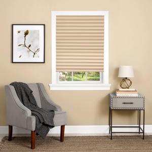 Cordless Room Darkening Temporary Pleated Vinyl Shades, 48 x 75 in, Latte, 36"W x 75"H