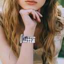 MOFREE Beaded Bracelet Compatible with Apple Watch Band 38mm 40mm 41mm Women, Fashion Handmade Crystal Stone Beads Elastic Stretchy Strap for iWatch Band Series SE 9 8 7 6 5 4 3 2 1