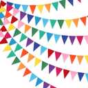 Pennant Banner Flags - 6-Pack Pre-Strung Rainbow Party Garland | Felt Triangle Bunting for Birthdays, Baby Showers, Weddings, Pride, Carnival and Festival Decorations