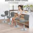 Gollense Bar Stool Covers with Backs, Set of 2 Stretch Jacquard Barstool Seat Covers, Washable Swivel Pub Counter Height Chair Slipcover Protector for Home Kitchen Cafe (Jacquard-Dark Grey)