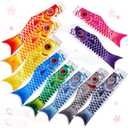 Boao 10 Pcs Japanese Carp Windsock Fish Flag Kite 15.7 Inch Japanese Hanging Windsocks for Garden Backyard Home Outdoor Sushi Bar Restaurant Decoration (Classic)