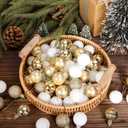 Shappy 216 Pcs Mini Christmas Ball Ornament 1.18 Inch Small Christmas Tree Decorations 6 Styles Shatterproof Xmas Ball with Hanging Loop for Holiday Party Wreath Xmas Tree(White, Gold)
